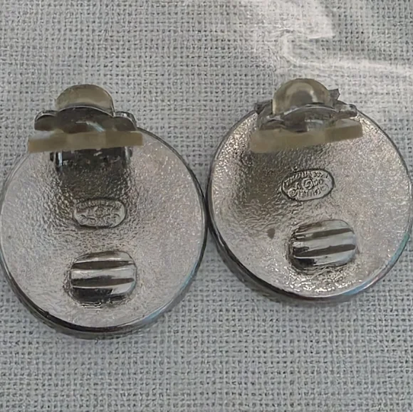 Authentic Chanel CC Silver Button Earrings - Picture 5 of 10